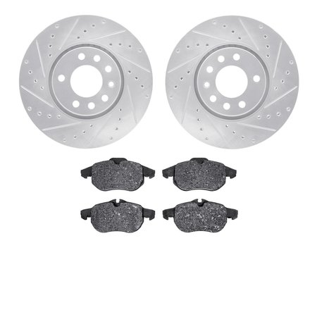 DYNAMIC FRICTION CO 7502-67040, Rotors-Drilled and Slotted-Silver with 5000 Advanced Brake Pads, Zinc Coated 7502-67040